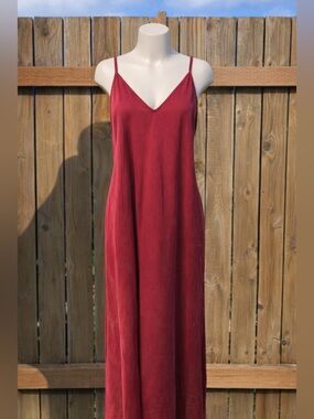 Nordstrom 100% Silk Red Slip Dress Maxi Backless Tie Size Large
